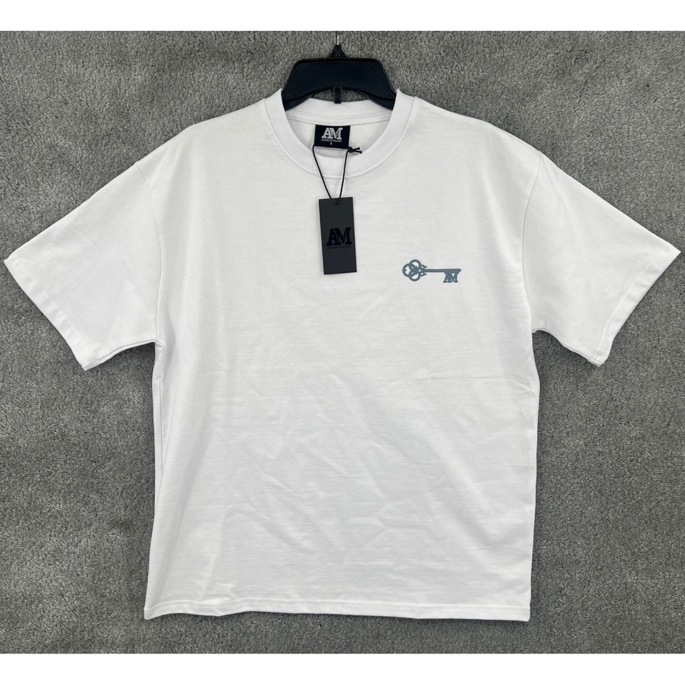 Amicci London Key Rubber Logo Heavyweight‎ Oversized T-Shirt Men's S White NWT